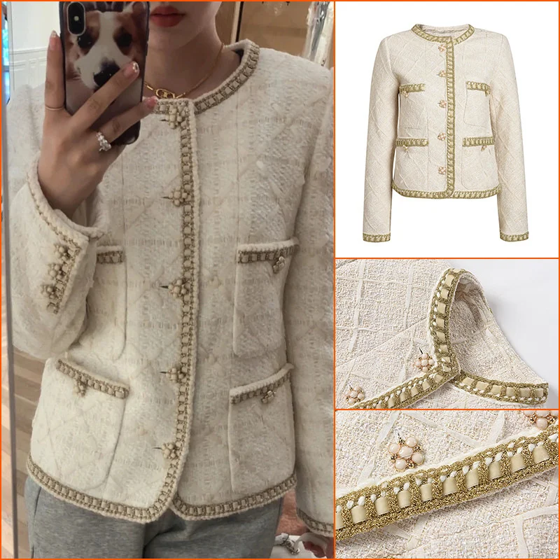Xiaoxiang Mingyuan Wind Tweed Weaving Heavy Industry Chain Small Man Short Cardigan Jacket Slim Small Suit Autumn and Winter
Xiaoxiang Mingyuan Wind Tweed Weaving Heavy Industry Chain Small Man Short Cardigan Jacket Slim Small Suit Autumn and Winter
