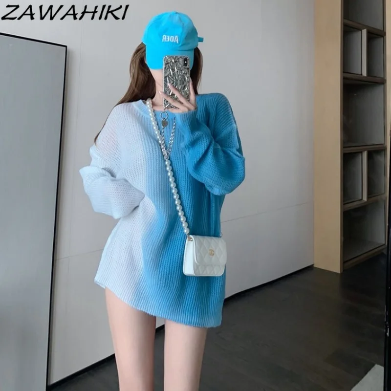 ZAWAHIKI Tie Dye Sweater Pullover O Neck Contrast Color Casual Wool Women Pullovers Loose Long Sleeve Mid-length Autumn Tops
ZAWAHIKI Tie Dye Sweater Pullover O Neck Contrast Color Casual Wool Women Pullovers Loose Long Sleeve Mid-length Autumn Tops