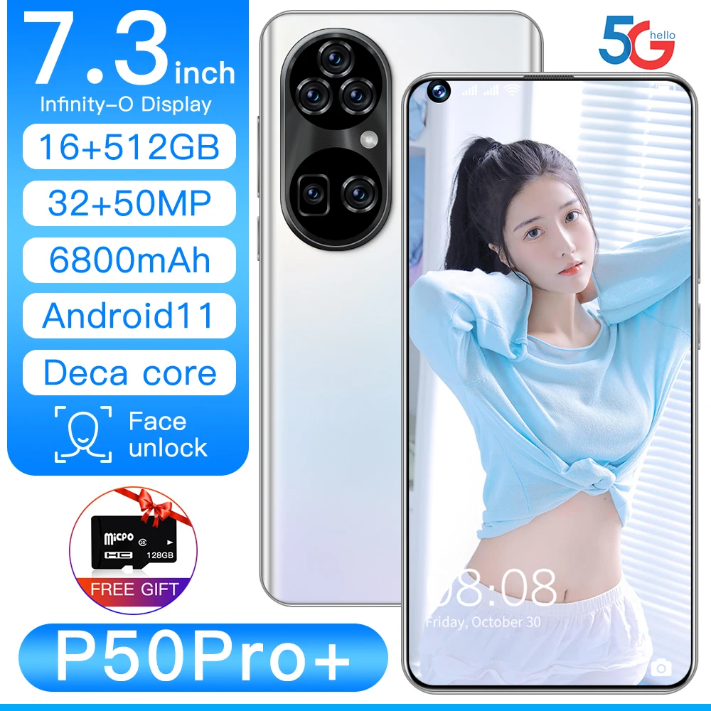Smartphone HUAWE P50 Pro+ Global Version 5G 7.3 '' Android 11.0 Mobile Phone Qualcomm 888 6800mAh 16GB 512GB Cellphone Dual SIM
Smartphone HUAWE P50 Pro+ Global Version 5G 7.3 '' Android 11.0 Mobile Phone Qualcomm 888 6800mAh 16GB 512GB Cellphone Dual SIM