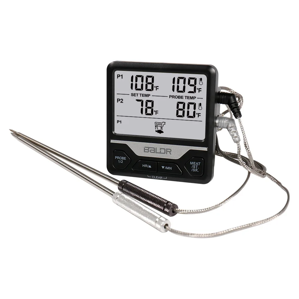 Dual Probe Electronic Food Thermometer Timer Portable For Picnic, BBQ, Kitchen Ultra Fast digital display temperature warning
Dual Probe Electronic Food Thermometer Timer Portable For Picnic, BBQ, Kitchen Ultra Fast digital display temperature warning