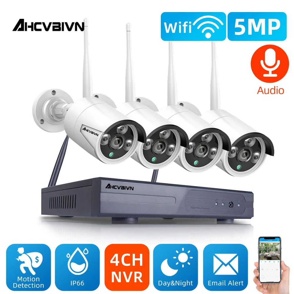 CCTV WIFI Security Monitoring Camera System 5MP 4 Channel Wireless NVR Kit Outdoor WIFI IP Surveillance Camera System Set 4CH
CCTV WIFI Security Monitoring Camera System 5MP 4 Channel Wireless NVR Kit Outdoor WIFI IP Surveillance Camera System Set 4CH