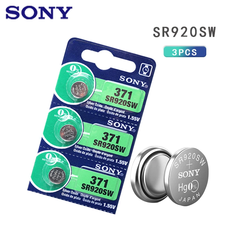 3pcs Sony Original 371 SR920SW 920 LR920 AG6 LR69 171 1.55V Silver Oxide Watch Battery MADE IN JAPAN | Электроника
