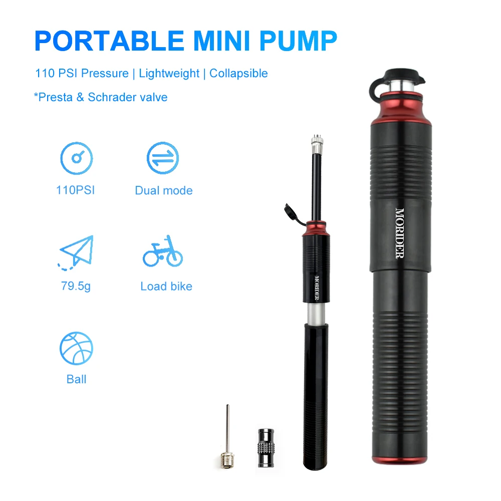 MORIDER 110Psi Aluminum Alloy Portable Mini Bicycle Hand Air Pump Ball Cycling Inflator Accessories Support AV FV Conversion
MORIDER 110Psi Aluminum Alloy Portable Mini Bicycle Hand Air Pump Ball Cycling Inflator Accessories Support AV FV Conversion