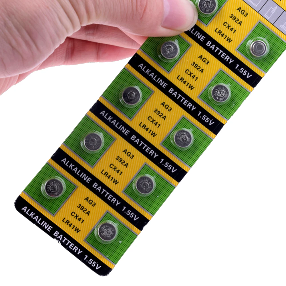 10pcs/pack AG3 LR41 392 Button Batteries SR41 192 Cell Coin Alkaline Battery 1.55V L736 384 SR41SW CX41 For Watch Toy Controller
10pcs/pack AG3 LR41 392 Button Batteries SR41 192 Cell Coin Alkaline Battery 1.55V L736 384 SR41SW CX41 For Watch Toy Controller