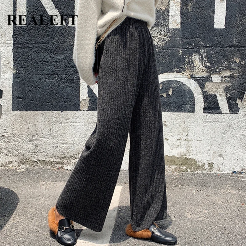 REALEFT Winter Thicken Knitting Warm Women's Long Pants New High Waist Wide Leg Pants Female Elastic Waist Casual Loose Trousers
REALEFT Winter Thicken Knitting Warm Women's Long Pants New High Waist Wide Leg Pants Female Elastic Waist Casual Loose Trousers