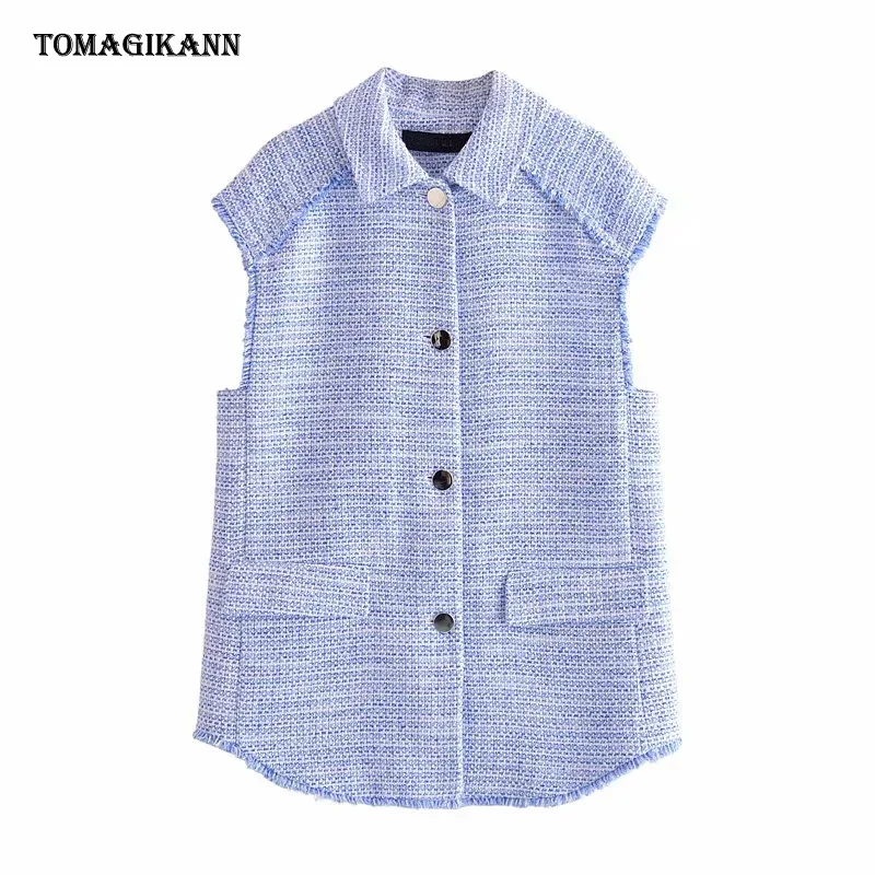 Texture Vest Woman Raw Edge Single Breasted Sleeveless Waistcoat 2021 Summer Fashion Casual Turn Down Collar Lady Coat
Texture Vest Woman Raw Edge Single Breasted Sleeveless Waistcoat 2021 Summer Fashion Casual Turn Down Collar Lady Coat