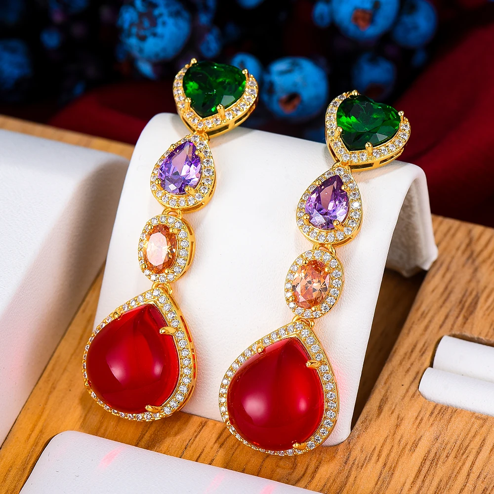 New Design Cute Bright Candy Crystal Pendant Earring For Women Wedding Cubic Zirconia DUBAI Bridal Earring Party Jewelry 2021
New Design Cute Bright Candy Crystal Pendant Earring For Women Wedding Cubic Zirconia DUBAI Bridal Earring Party Jewelry 2021