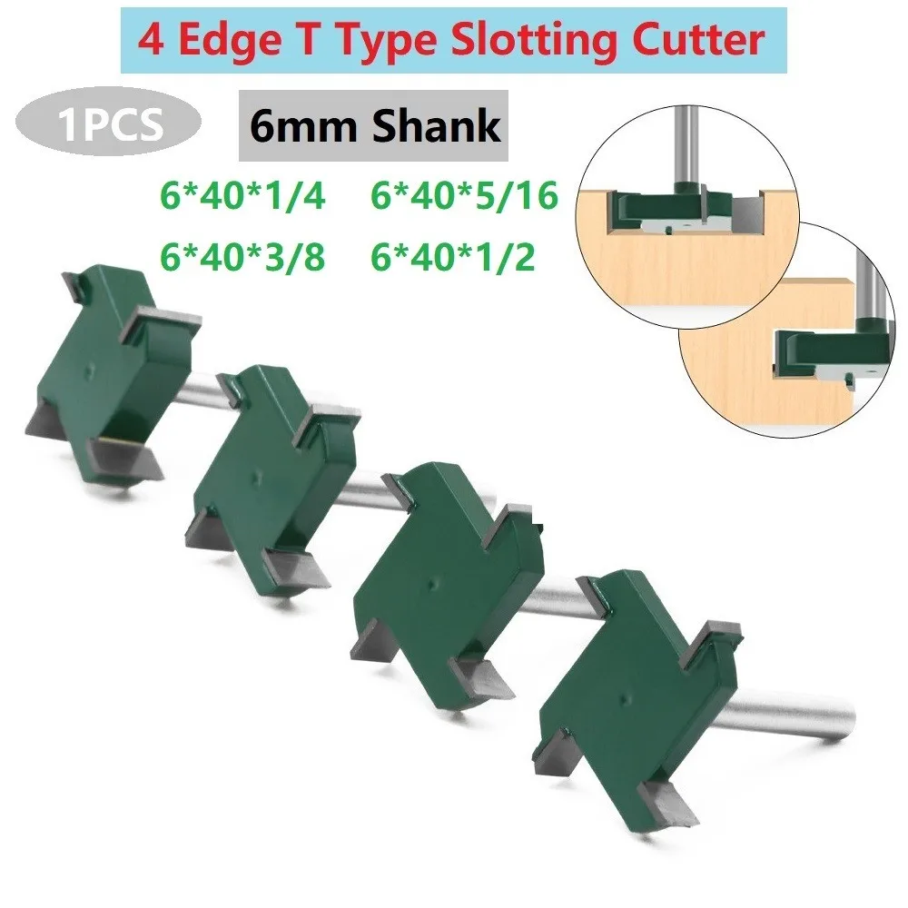 6mm Shank Slotting Cutter 4 Edge T Type Surfacing Router Bits Woodworking Slab Flattening Milling Cutter 1/4" 5/16" 3/8" 1/2"
6mm Shank Slotting Cutter 4 Edge T Type Surfacing Router Bits Woodworking Slab Flattening Milling Cutter 1/4" 5/16" 3/8" 1/2"