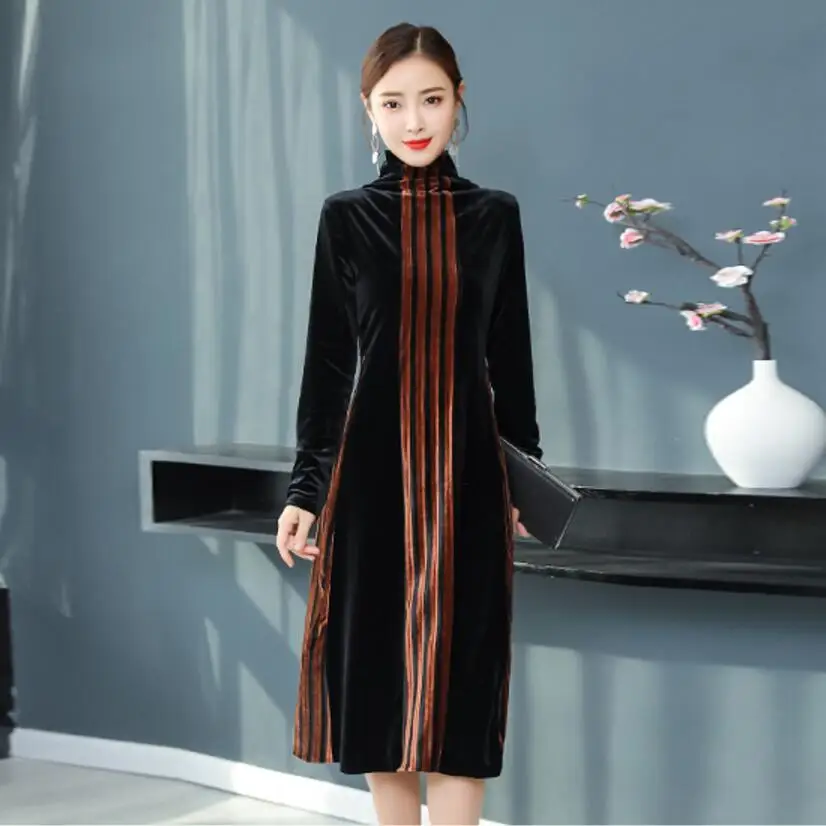 2020 Autumn Winter Dress High Quality Plus Size 3XL turtleneck Loose Long Sleeve Woman Ball Gown Long spring Velvet Dress
2020 Autumn Winter Dress High Quality Plus Size 3XL turtleneck Loose Long Sleeve Woman Ball Gown Long spring Velvet Dress