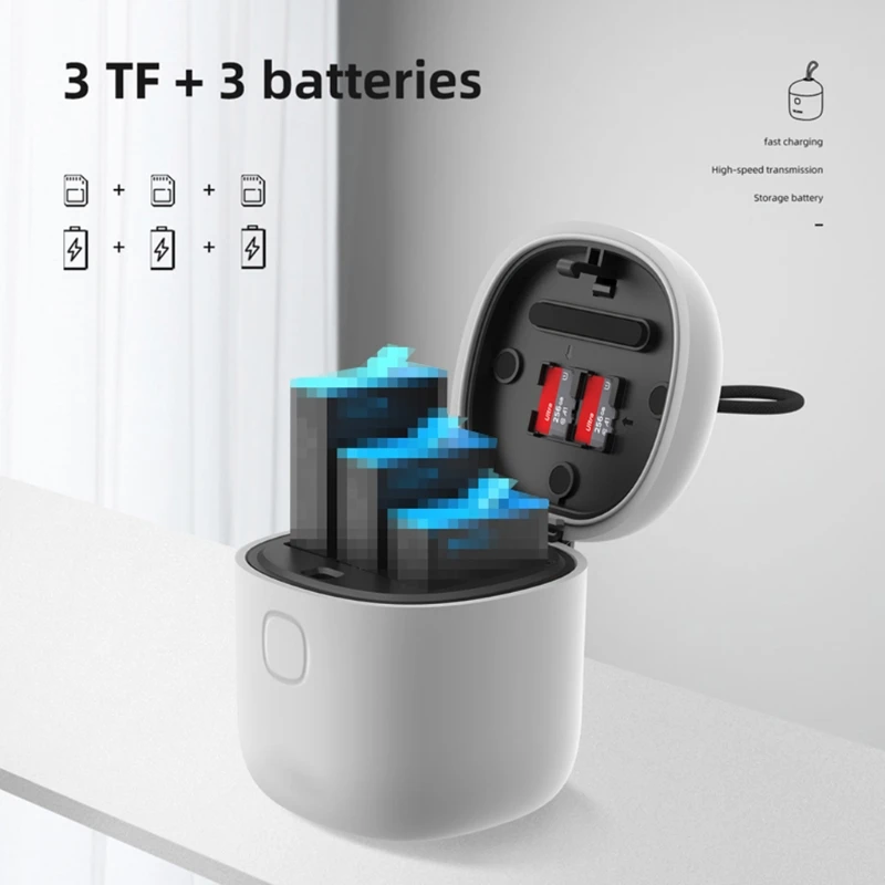 3 Slots Charger TF Card Reader Storage Charging Box for Go-Pro Hero 9 Black 45BA
3 Slots Charger TF Card Reader Storage Charging Box for Go-Pro Hero 9 Black 45BA