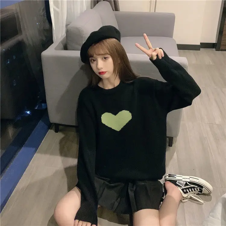 Bow Knitted Sweater Women 2020Autumn Long Sleeve O Neck Ulzzang Korean Black Love Pullover Tops Student Winter plus size Clothes
Bow Knitted Sweater Women 2020Autumn Long Sleeve O Neck Ulzzang Korean Black Love Pullover Tops Student Winter plus size Clothes
