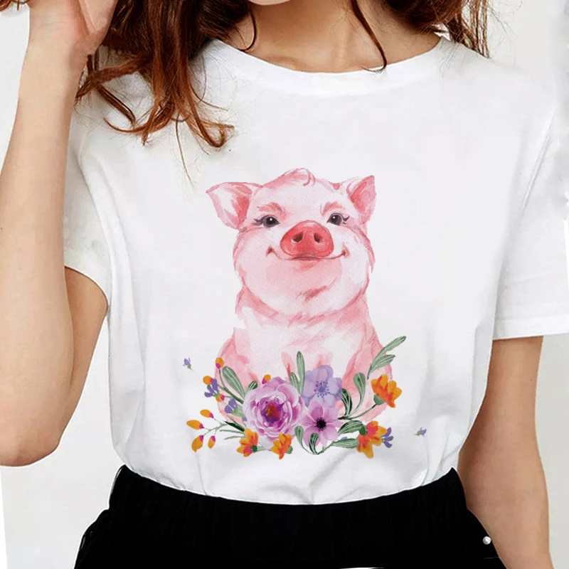 Cute Flower Pig T Shirts Women Funny graphic tees women Soft Cotton Casual White Tops Tees
Cute Flower Pig T Shirts Women Funny graphic tees women Soft Cotton Casual White Tops Tees