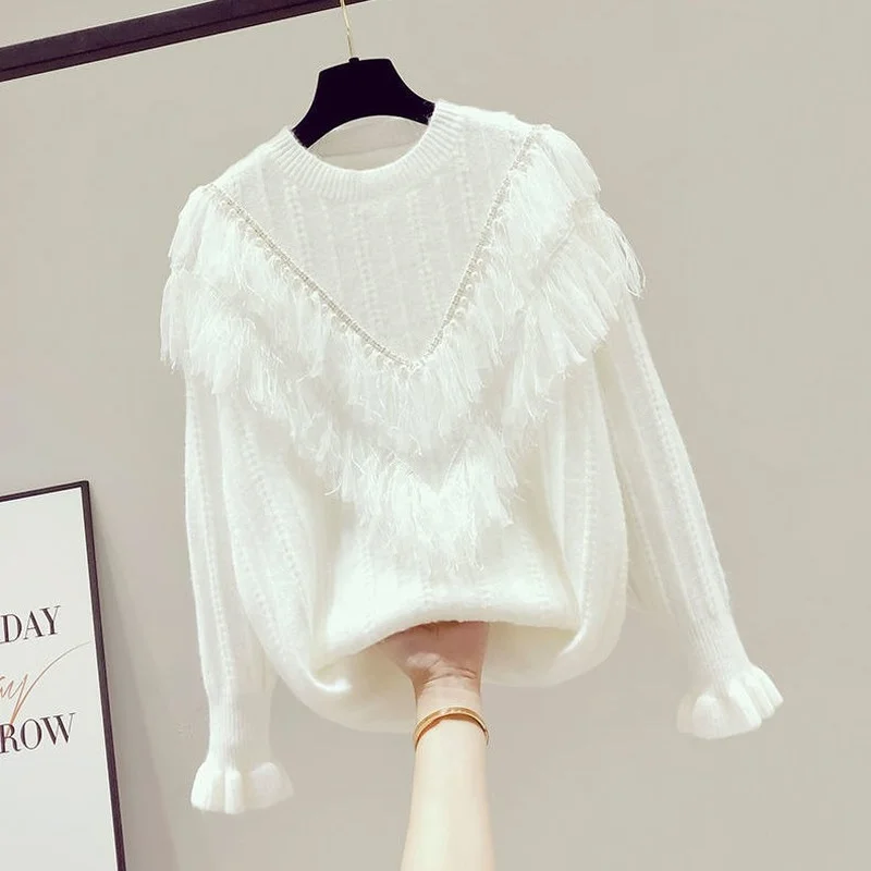 Lace Tassel Knitted Women Sweater Pullovers Autumn Winter New 2021 Sweet Style Female Pulls Outwear Coats Tops
Lace Tassel Knitted Women Sweater Pullovers Autumn Winter New 2021 Sweet Style Female Pulls Outwear Coats Tops