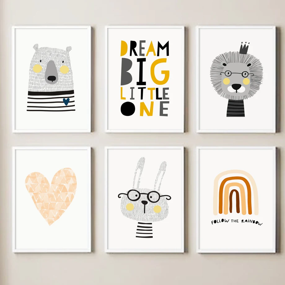Bear Rabbit Lion Rainbow Happy Quotes Cartoon Art Canvas For Kids Room Decor Painting Nordic Posters And Prints Wall Pictures
Bear Rabbit Lion Rainbow Happy Quotes Cartoon Art Canvas For Kids Room Decor Painting Nordic Posters And Prints Wall Pictures