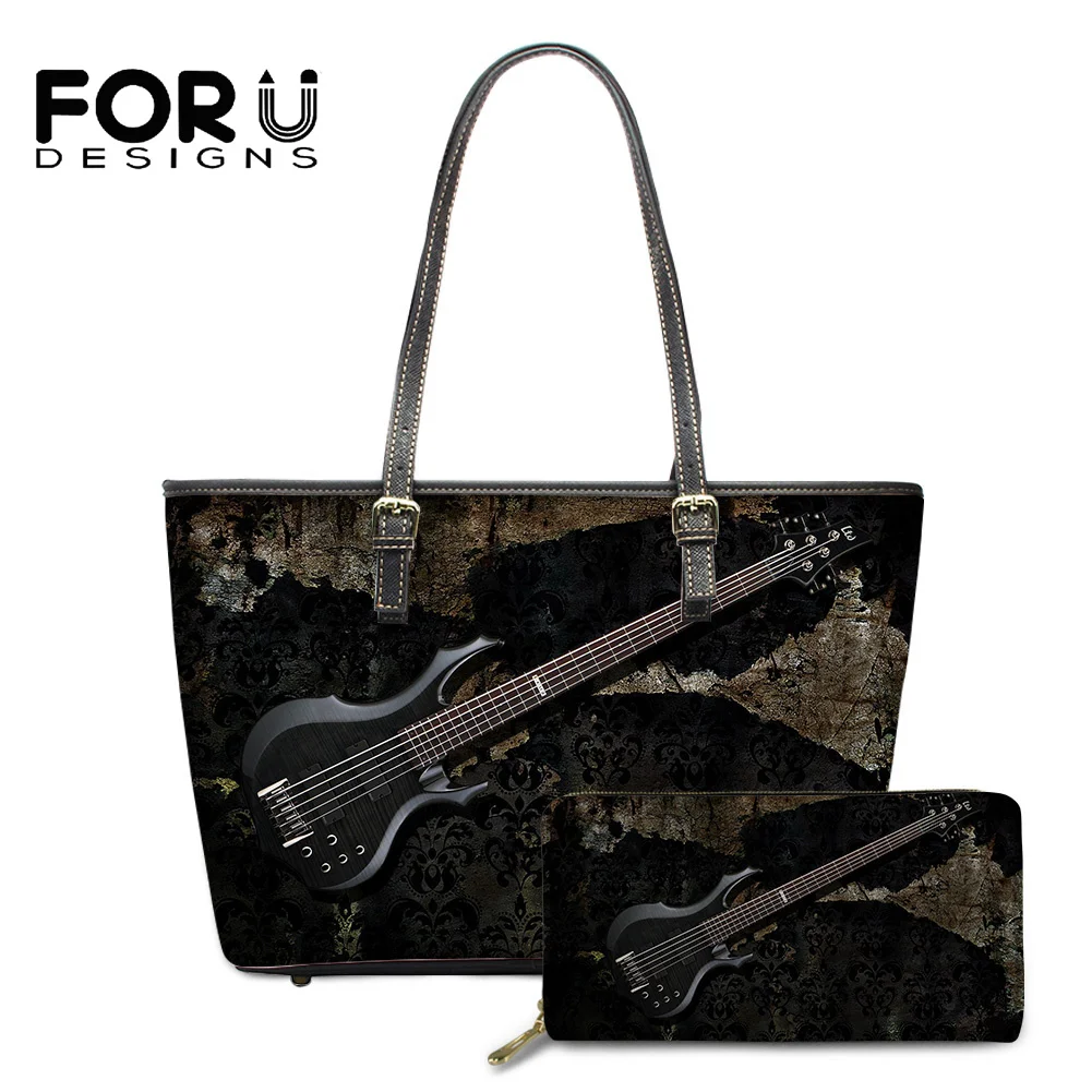 FORUDESIGN 2Pcs Travel Handle Shoulder Bag For Women's Classic Black Guitar Printing Luxury PU Travel Design Women Handbags
FORUDESIGN 2Pcs Travel Handle Shoulder Bag For Women's Classic Black Guitar Printing Luxury PU Travel Design Women Handbags