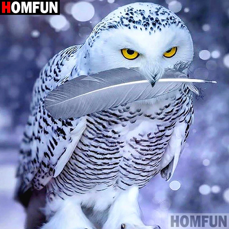 HOMFUN Алмазная вышивка крестиком на рисунке животные сова "камни в форме ромба из
