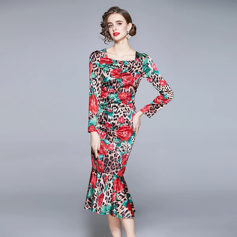 Merchall 2021 Runway Elegant Silk Leopard Mermaid Maxi Dress Woman Sexy Package Hip Rose Flower Print Party Dinner Robe M618761
Merchall 2021 Runway Elegant Silk Leopard Mermaid Maxi Dress Woman Sexy Package Hip Rose Flower Print Party Dinner Robe M618761