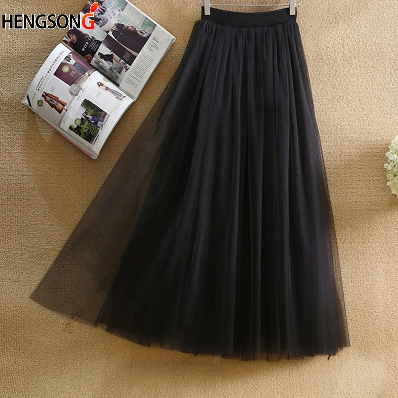 Women's fashion Elastic High Waist Tulle Mesh Skirt Long Pleated Tutu Skirt With Lined Female Jupe Longue Vintage Skirts
Women's fashion Elastic High Waist Tulle Mesh Skirt Long Pleated Tutu Skirt With Lined Female Jupe Longue Vintage Skirts