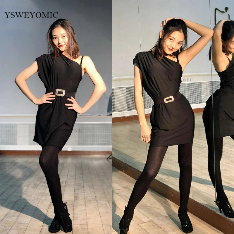 Soft Cotton Latin Dance Practice Dress Women Short Training Black Dance Latin Salsa Training Dress With Belt
Soft Cotton Latin Dance Practice Dress Women Short Training Black Dance Latin Salsa Training Dress With Belt