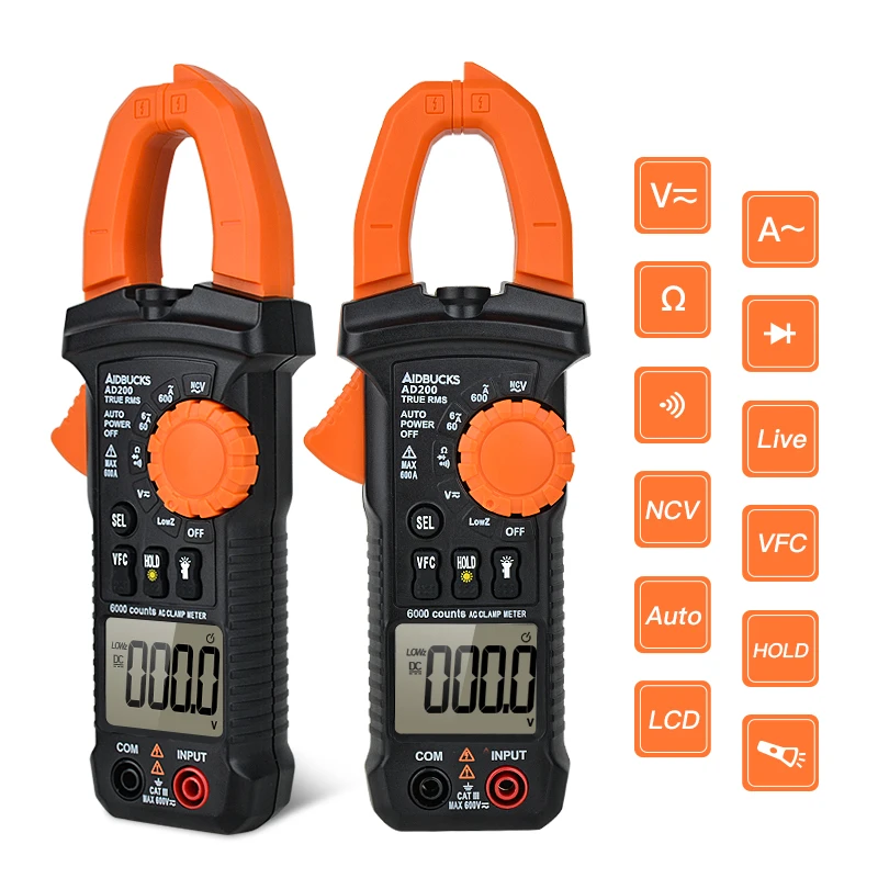 Digital Clamp Meter AC Current Clamp Voltage Meter True RMS Auto Range VFC Capacitance Non Contact Clamp Multimeter Like UT210E
Digital Clamp Meter AC Current Clamp Voltage Meter True RMS Auto Range VFC Capacitance Non Contact Clamp Multimeter Like UT210E