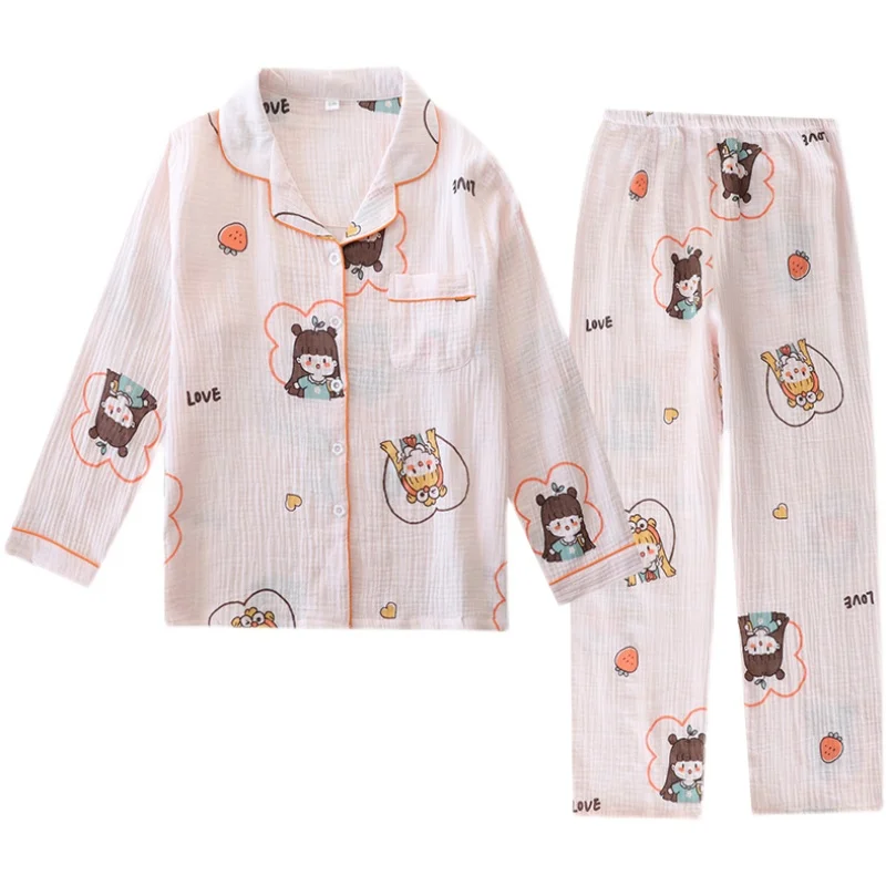 Pajamas Women's Spring Summer Cotton Long Sleeve Cute Cartoon Homewear Suit Korean Style Loose All Cotton and Support for
Pajamas Women's Spring Summer Cotton Long Sleeve Cute Cartoon Homewear Suit Korean Style Loose All Cotton and Support for