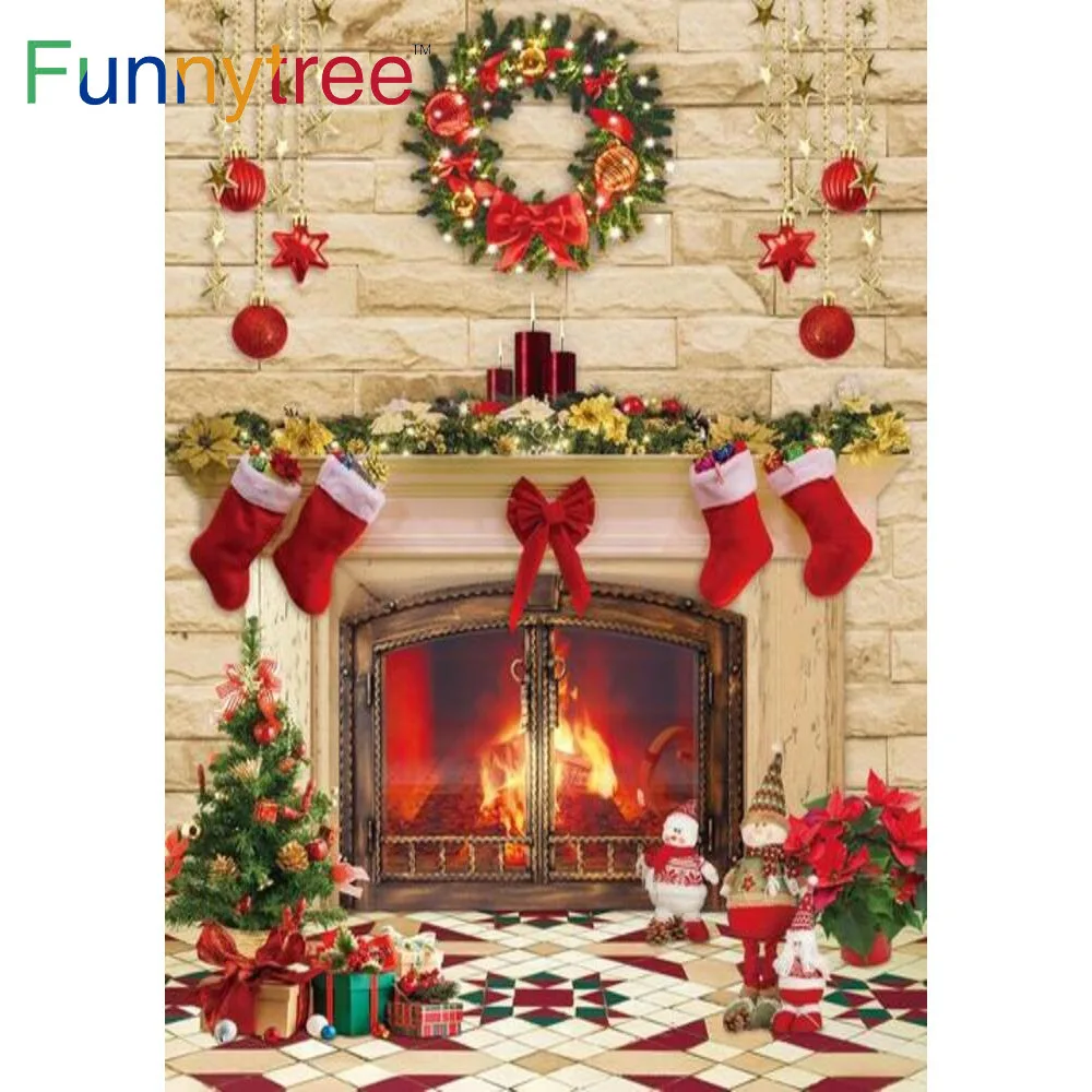 Funnytree Brick Wall Fireplace Winter Interior Christmas Backdrop Party Wreath Socks Bells Tree Gifts Snowman Photo Background
Funnytree Brick Wall Fireplace Winter Interior Christmas Backdrop Party Wreath Socks Bells Tree Gifts Snowman Photo Background