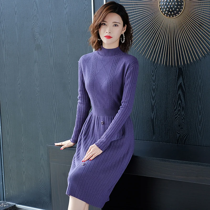 New Arrival Elegant Ladies Thick Warm Sweater Dress Autumn Winter Sweater Dress Long Sleeve 
New Arrival Elegant Ladies Thick Warm Sweater Dress Autumn Winter Sweater Dress Long Sleeve
