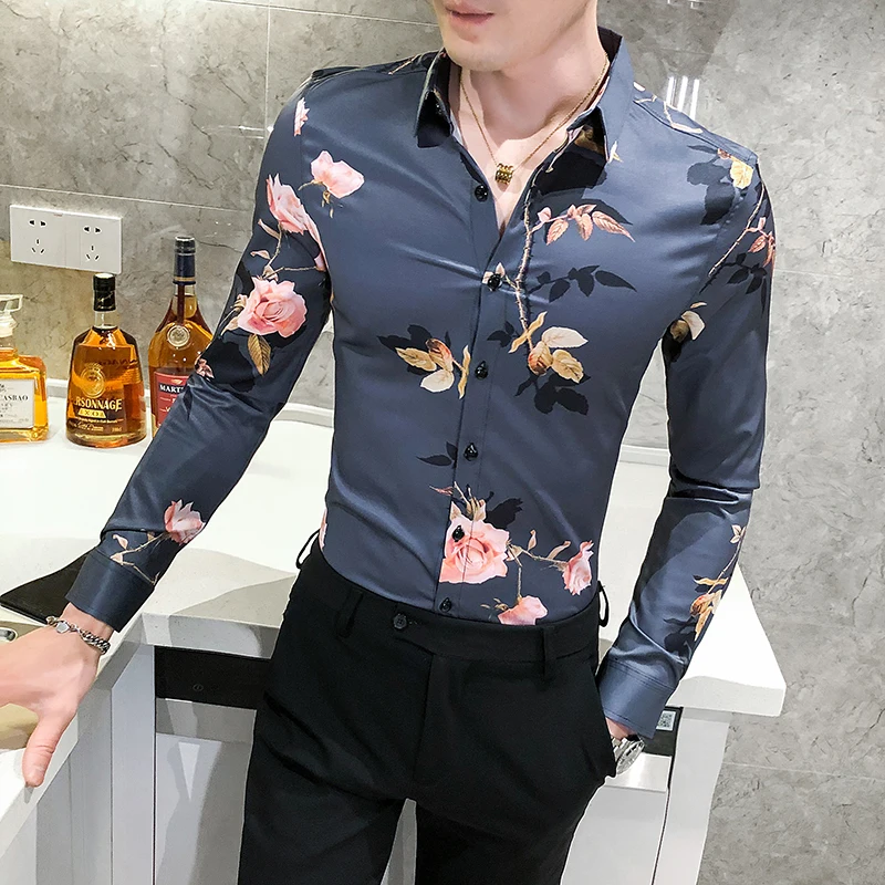 Floral Print Shirts Men 2021 Spring LuxuryLong Sleeve Casual Shirt Male Business Dress Streetwear Social Nightclub Chemise Homme
Floral Print Shirts Men 2021 Spring LuxuryLong Sleeve Casual Shirt Male Business Dress Streetwear Social Nightclub Chemise Homme