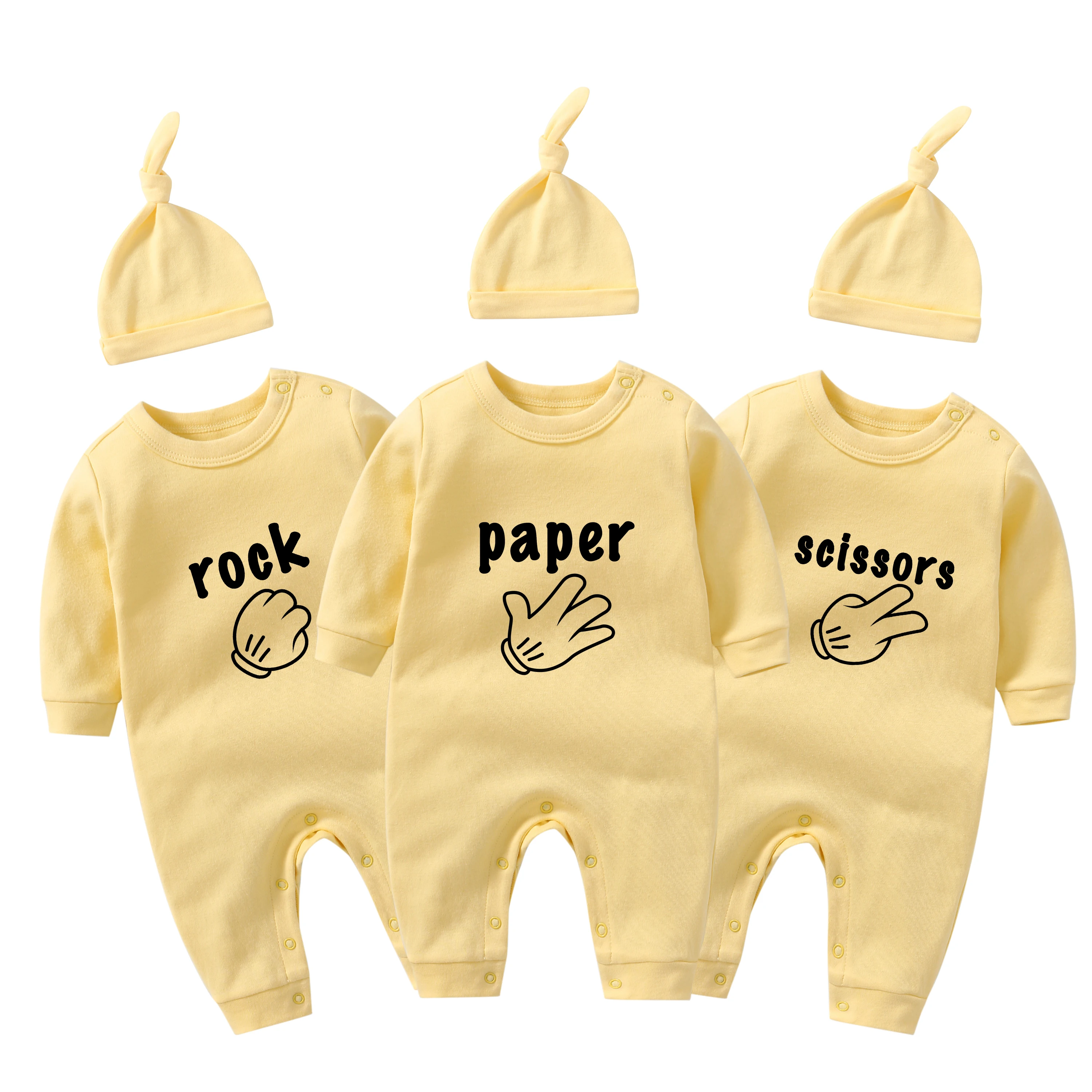 YSCULBUTOL Baby cotton jumpsuit triplets rock paper scissors any combination of colors
YSCULBUTOL Baby cotton jumpsuit triplets rock paper scissors any combination of colors