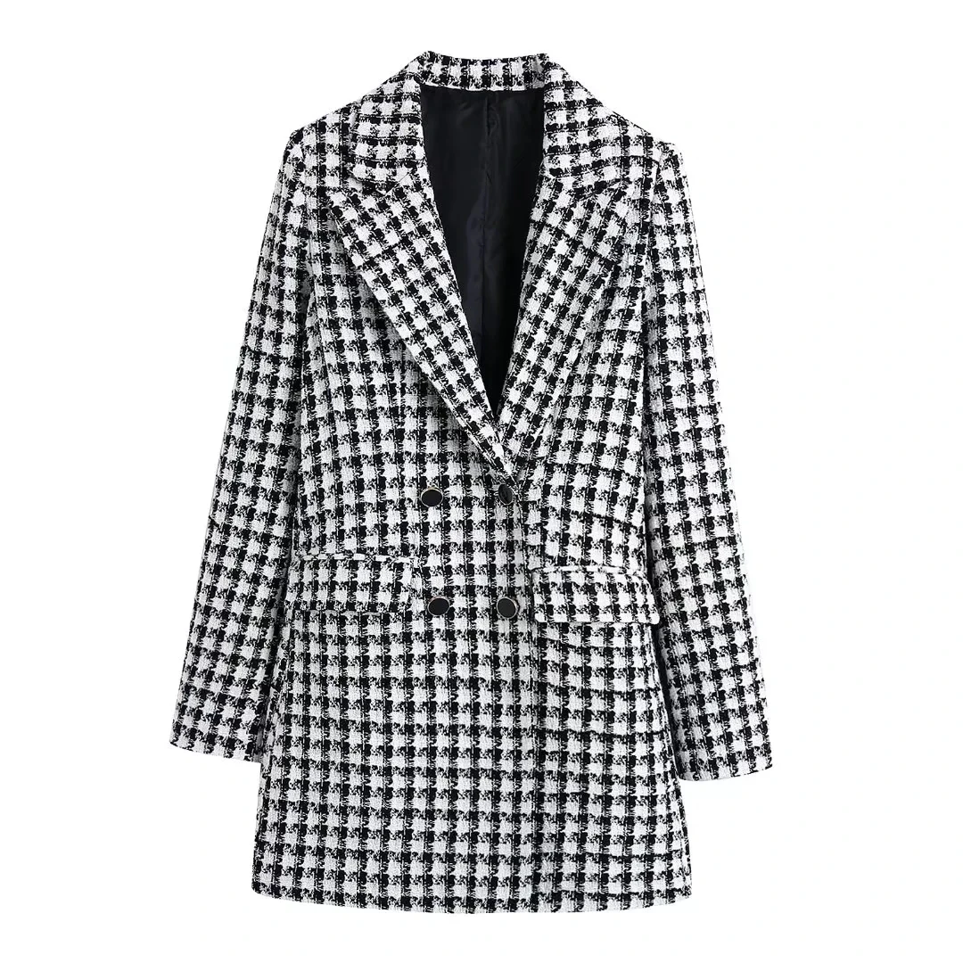 Xitimeao New 2022 Women Tweed Suit Blazer Women Jacket Female Double Breasted Suit Coat Plaid Checkered Blazer Vestidos Mujer
Xitimeao New 2022 Women Tweed Suit Blazer Women Jacket Female Double Breasted Suit Coat Plaid Checkered Blazer Vestidos Mujer