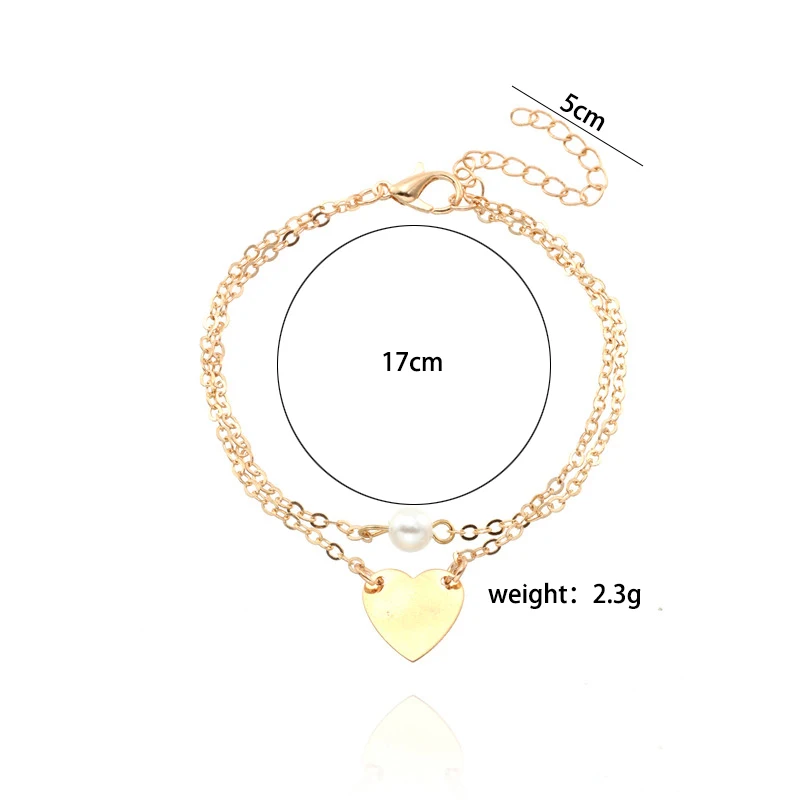 New Fashion Alloy Bracelet Creative Lady Simple Double Chain Heart Pendant Bohemian Style Gold And Color Jewelry Gift
New Fashion Alloy Bracelet Creative Lady Simple Double Chain Heart Pendant Bohemian Style Gold And Color Jewelry Gift