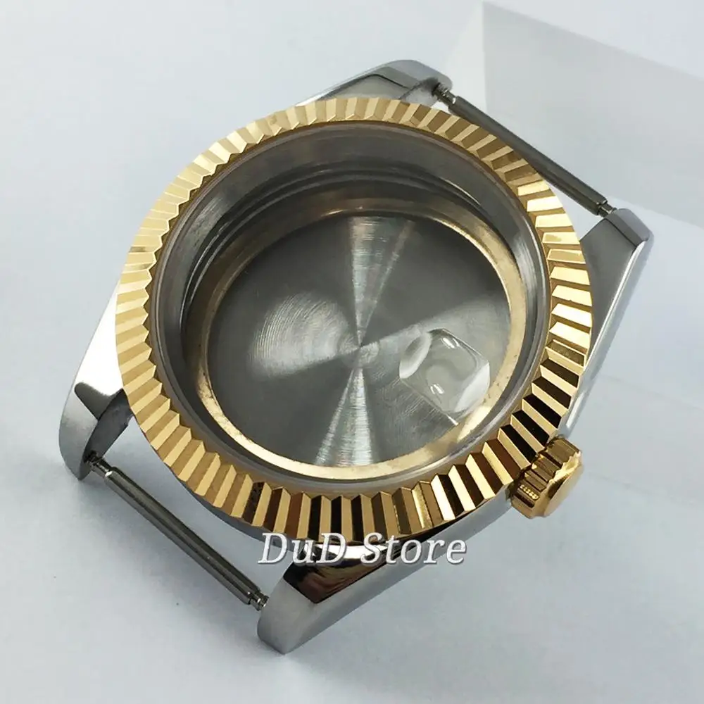 49mm Polishing Stainless watch case golden bezel sapphire glass fit ETA 2824 2836 NH35 36 Miyota 8215 821A 8205 movement
49mm Polishing Stainless watch case golden bezel sapphire glass fit ETA 2824 2836 NH35 36 Miyota 8215 821A 8205 movement