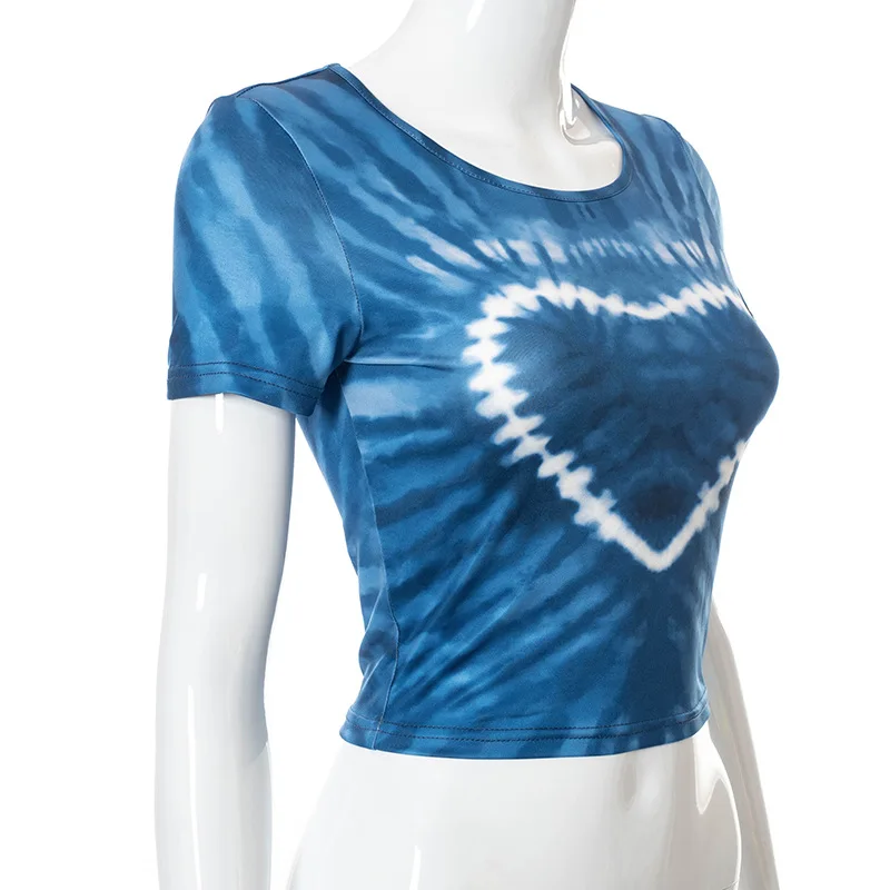 Fashion O-neck Print Blue Crop Top Cute Summer Vests 2021 E-girl Streetwear Tie Dye Short Sleeve T-shirts
Fashion O-neck Print Blue Crop Top Cute Summer Vests 2021 E-girl Streetwear Tie Dye Short Sleeve T-shirts