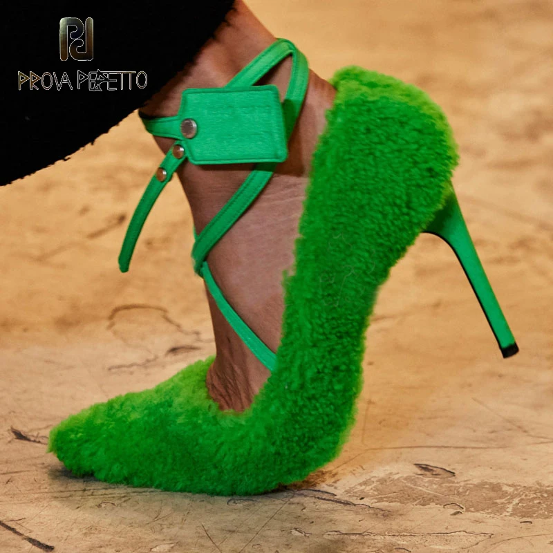 Lamb Fur Single Shoes Pointed Toe Stiletto Heels Cross Straps Rivets Red Green High Heels Fashion Women's Shoes Catwalk
Lamb Fur Single Shoes Pointed Toe Stiletto Heels Cross Straps Rivets Red Green High Heels Fashion Women's Shoes Catwalk