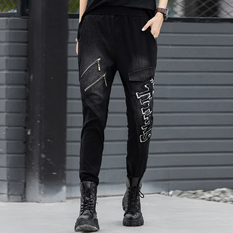 Women Denim Pants Elastic Waist Streetwear Hipster Trousers Stylish Hip Hop Jeans Korean Bottoms Sweatpants Embroidery Hippie 
Women Denim Pants Elastic Waist Streetwear Hipster Trousers Stylish Hip Hop Jeans Korean Bottoms Sweatpants Embroidery Hippie