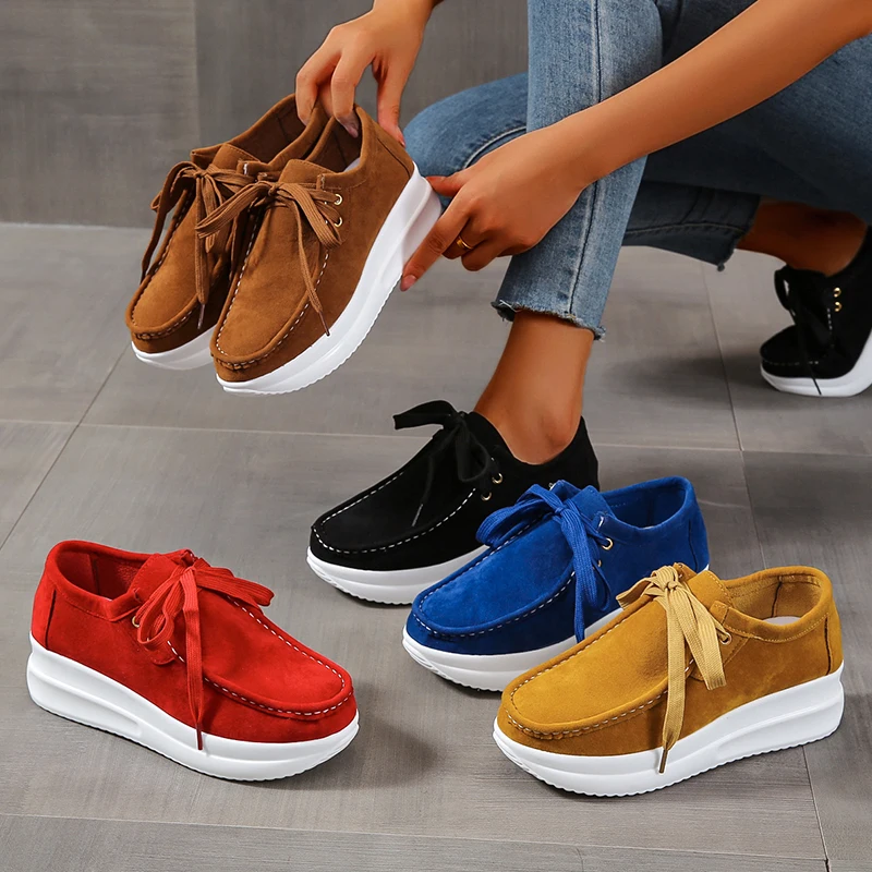 Vulcanize Shoes Women Sneakers Ladies Solid Color Wedge Thick Shoes Round Toe Lace-Up Comfortable Platform Sneakers 2021 Fashion
Vulcanize Shoes Women Sneakers Ladies Solid Color Wedge Thick Shoes Round Toe Lace-Up Comfortable Platform Sneakers 2021 Fashion