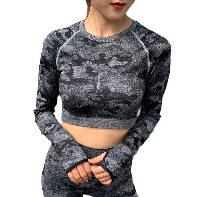 New Women Camo Seamless Yoga Shirts Long Sleeve Shirts Workout Tops for Women Stretchy Fitness Crop Top Soft Yoga Shirt Gym Top
New Women Camo Seamless Yoga Shirts Long Sleeve Shirts Workout Tops for Women Stretchy Fitness Crop Top Soft Yoga Shirt Gym Top