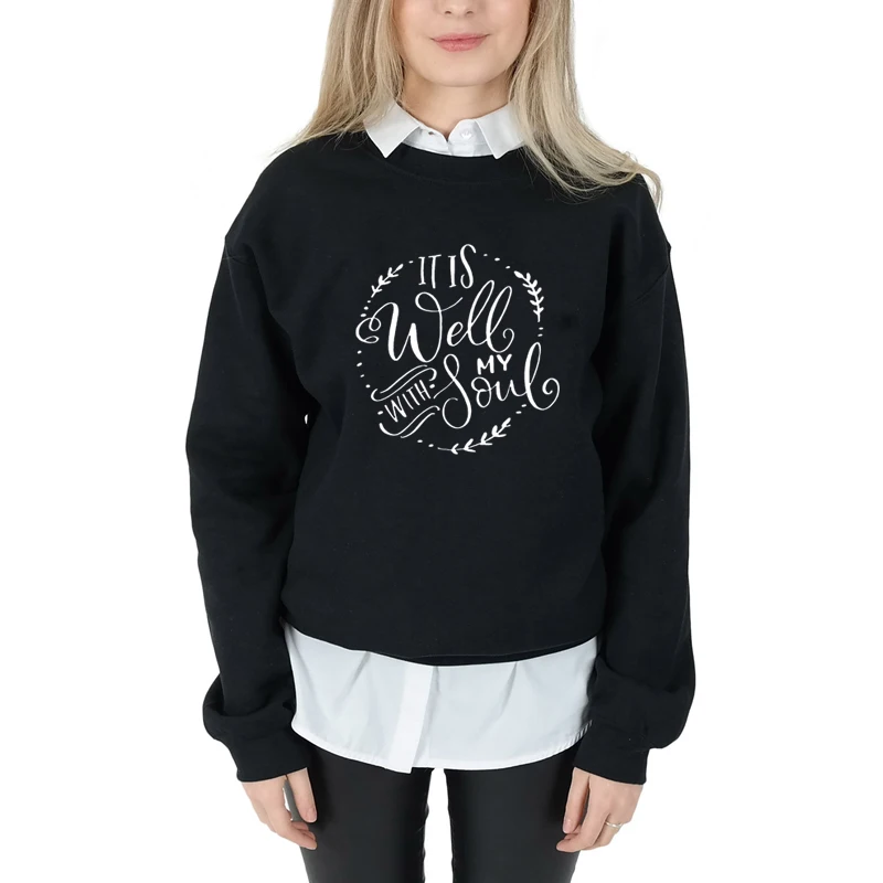 Harajuku Long Sleeve Womens Clothing Pullover Christian Jumpers It Is Well with My Soul Letter Print Women Sweatshirt
Harajuku Long Sleeve Womens Clothing Pullover Christian Jumpers It Is Well with My Soul Letter Print Women Sweatshirt