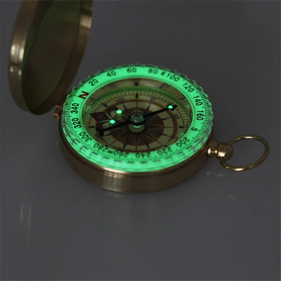Карманный люминесцентный компас из чистой меди портативный уличный латунный