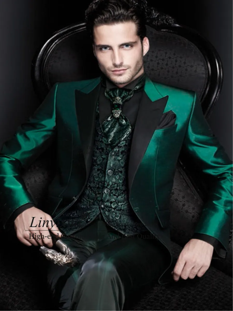 Latest Design Italian Green Men Suits Satin Slim Fit Formal Groom Prom Dress Tuxedo Male Coat 3 Piece Blazer Jacket+Pant+Vest
Latest Design Italian Green Men Suits Satin Slim Fit Formal Groom Prom Dress Tuxedo Male Coat 3 Piece Blazer Jacket+Pant+Vest