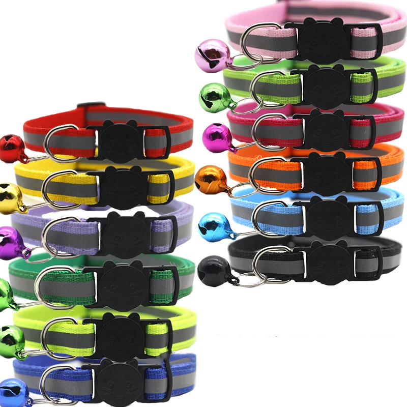 12 Colors Cats Bells Collars Adjustable Nylon Buckles Fashion Reflective Pet Collar Cat Head Pattern Necklace Cat Accessories
12 Colors Cats Bells Collars Adjustable Nylon Buckles Fashion Reflective Pet Collar Cat Head Pattern Necklace Cat Accessories
