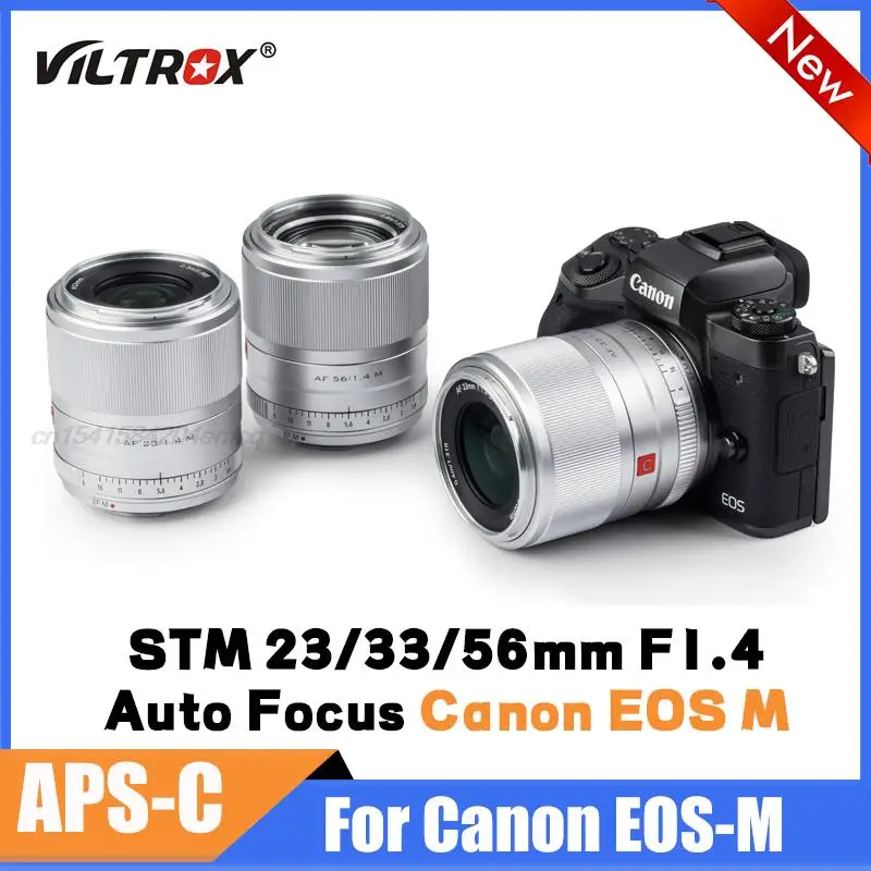 

Viltrox 23mm 33mm 56mm F1.4 STM Auto Focus Lens Large Aperture Portrait Lenses for Canon EOS M Mount Camera M5 M6II M200 M50
