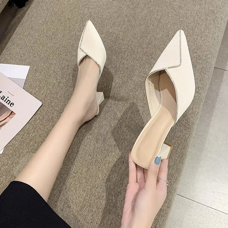 Baotou Half Slippers Women Fashion Outer Wear Summer New Style Fitting Room Pointed Thick Heel High Heels
Baotou Half Slippers Women Fashion Outer Wear Summer New Style Fitting Room Pointed Thick Heel High Heels