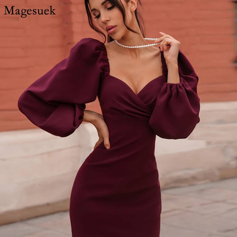 New Puff Sleeve Vintage Sexy Dress Women Elegant Bodycon Pencil Midi Red Dress Female Party Casual Summer Dresses Vestidos 12776
New Puff Sleeve Vintage Sexy Dress Women Elegant Bodycon Pencil Midi Red Dress Female Party Casual Summer Dresses Vestidos 12776