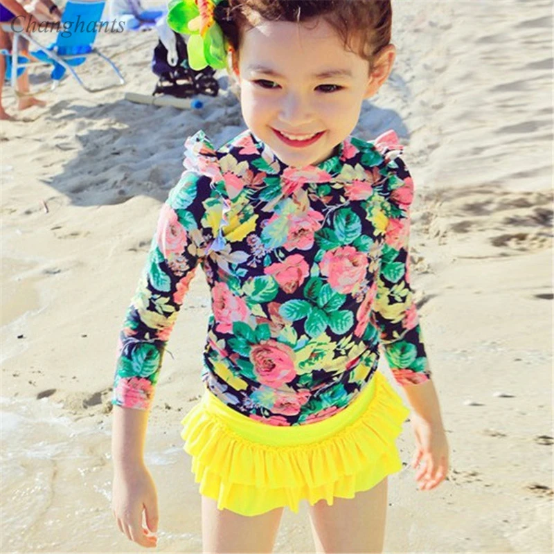 Girls Two Pieces Swimwear Kids Swimsuit Flowers Print Long Sleeve Surfing Suit Child Summer Vacation Wear Baby Sandy
Girls Two Pieces Swimwear Kids Swimsuit Flowers Print Long Sleeve Surfing Suit Child Summer Vacation Wear Baby Sandy