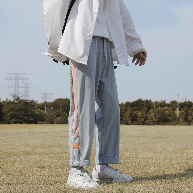 2021 Color-blocking jeans men's Korean loose straight leg wide-leg pants wild trend Hong Kong style retro teenagers daddy pants
2021 Color-blocking jeans men's Korean loose straight leg wide-leg pants wild trend Hong Kong style retro teenagers daddy pants