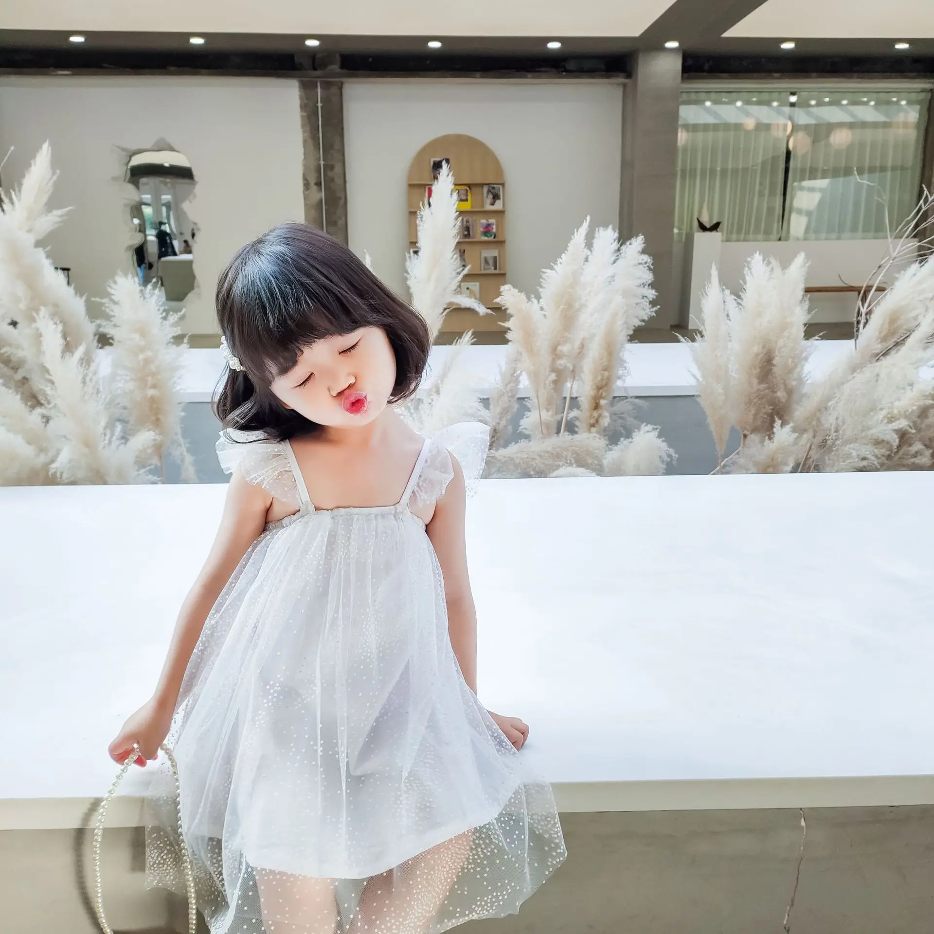 Children Spring/Summer 2020 New Sleeveless Fairy Hanging Dress Little Kids White Lace Princess Dresses Toddler Clothing | Мать и ребенок