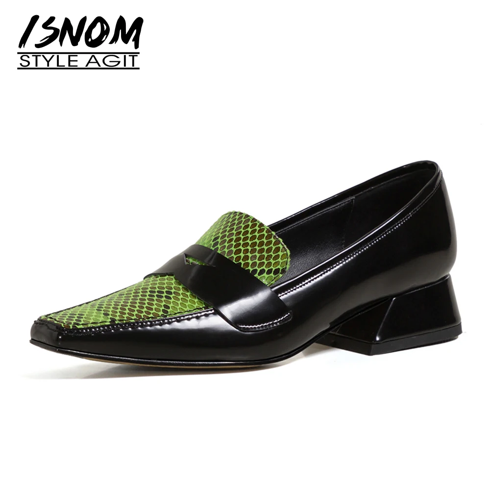 ISNOM Women Pumps Genuine Leather Loafers Woman Chunky Heels Slip On Mid Heel Shoes Fashion Ladies Comfortable Office Shoes
ISNOM Women Pumps Genuine Leather Loafers Woman Chunky Heels Slip On Mid Heel Shoes Fashion Ladies Comfortable Office Shoes