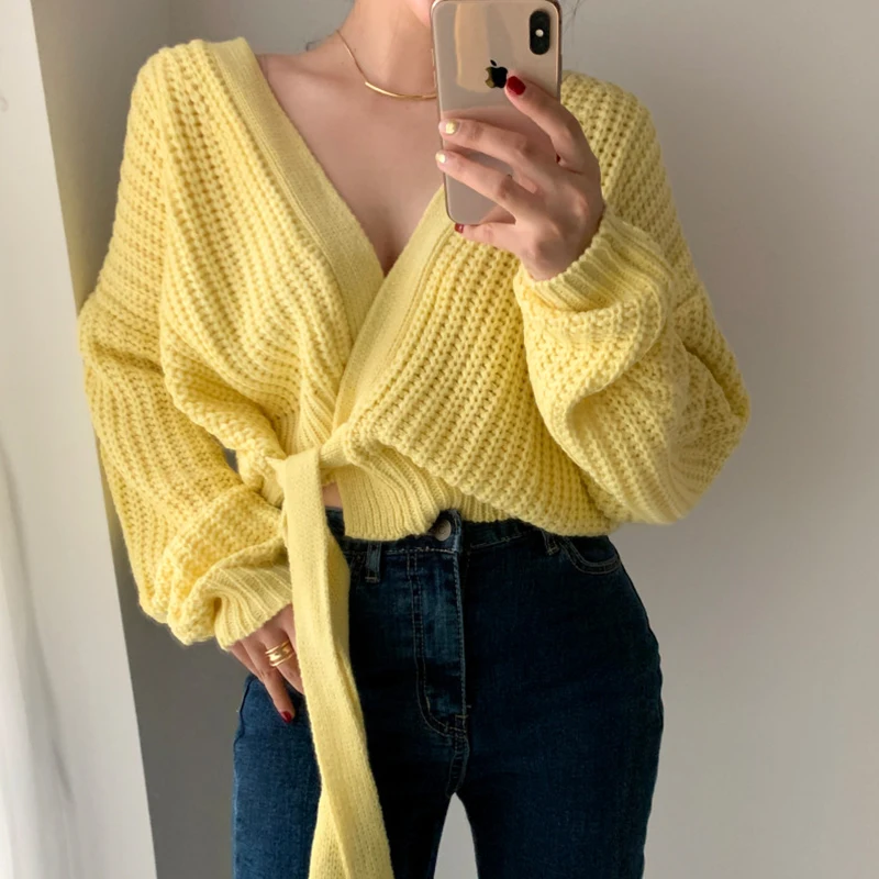 Nic Women Knitted Cardigans Sweater Fashion Autumn Long Sleeve Lace Up Tops Chic Korean Casual Thick V Neck Solid Female Jacket
Nic Women Knitted Cardigans Sweater Fashion Autumn Long Sleeve Lace Up Tops Chic Korean Casual Thick V Neck Solid Female Jacket