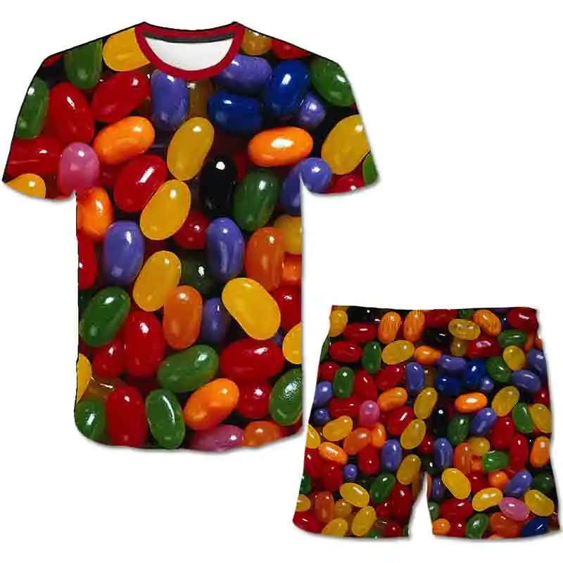 2021 Summer New Boy 3d Printed Candy Suit Pattern T-shirt Short Sleeve + Shorts Boys And Girls Beach Pants Sports Suit Jogging
2021 Summer New Boy 3d Printed Candy Suit Pattern T-shirt Short Sleeve + Shorts Boys And Girls Beach Pants Sports Suit Jogging